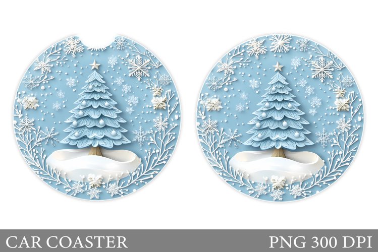 Christmas Tree Car Coaster. Christmas Coaster Sublimation example image 1
