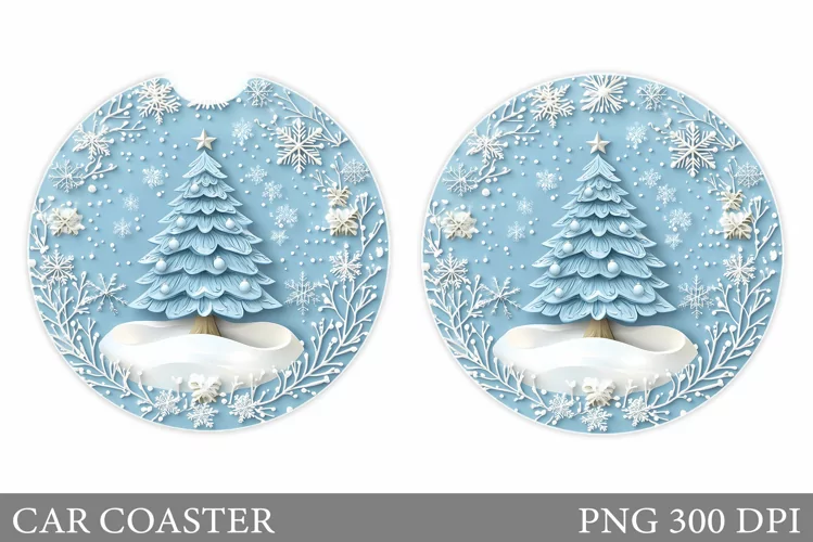 Christmas Tree Car Coaster. Christmas Coaster Sublimation