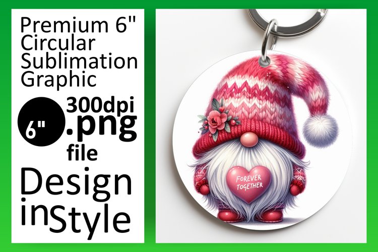 Whimsical Round Design Keychain PNG , Gnomes