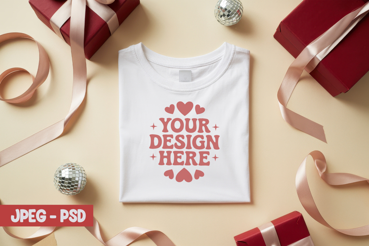 Valentine Folded T Shirt PSD JPEG Mockup