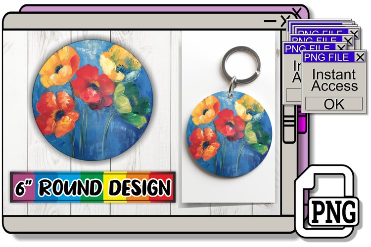 Blooming Bloom Sublimation Circles - Keychain & Car Coaster example image 1