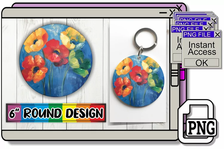 Blooming Bloom Sublimation Circles - Keychain & Car Coaster