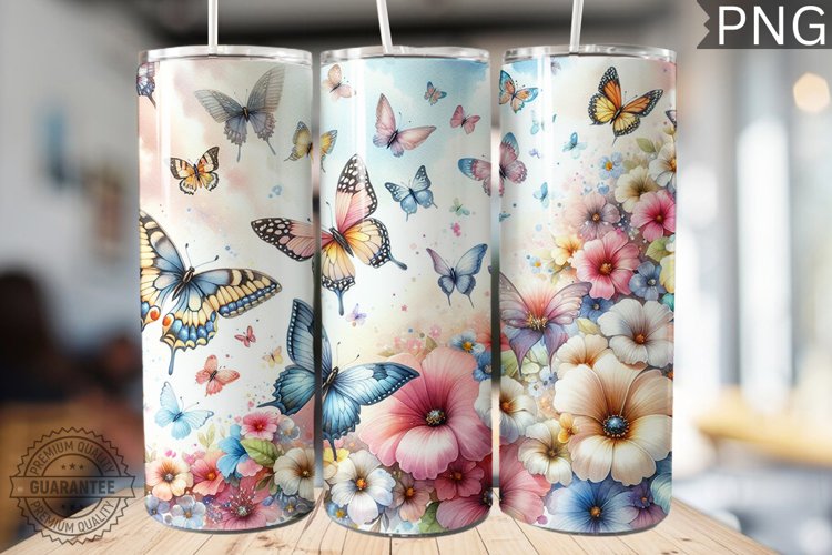 Butterflies Tumbler Sublimation - Tumbler PNG Design