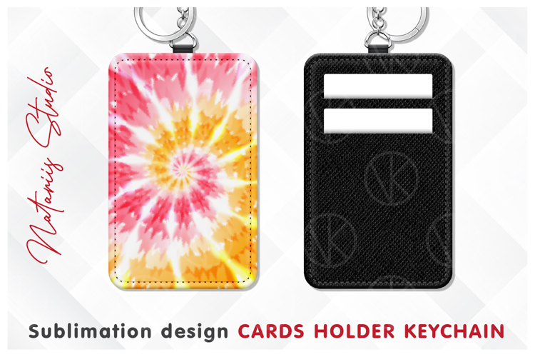 Vibrant Tie Dye Pattern - Sublimation Cards Holder Keychain.