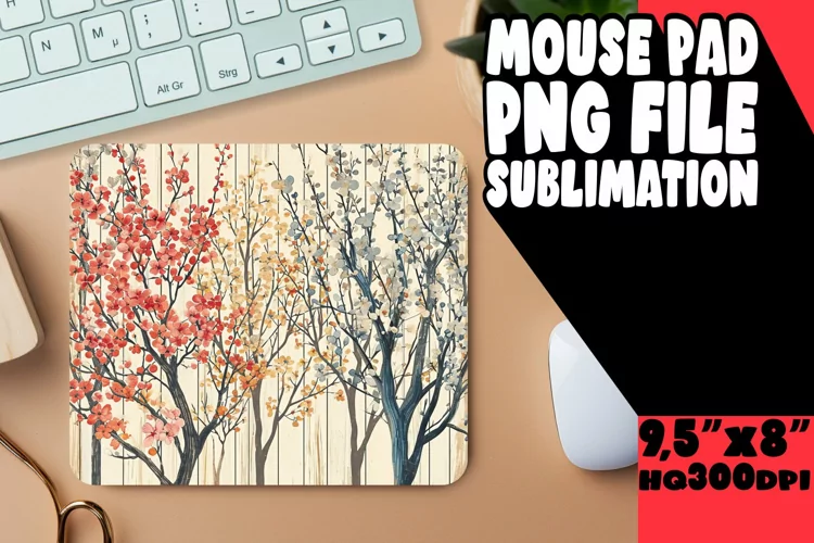 Springtime Arboreal Charm: Tree Pattern Mouse Pad