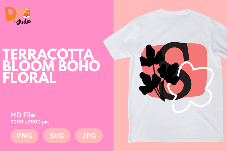 Terracotta Bloom Boho Floral Monogram