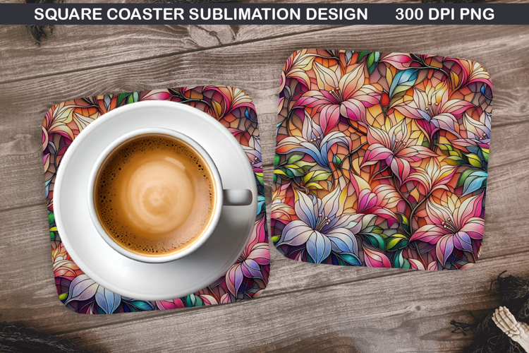 Flowers Coaster Sublimation, Spring Coaster PNG Design