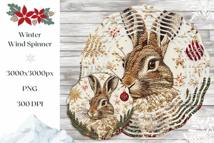 Winter Hare Wind Spinner, Knitted Christmas Hare Spinner