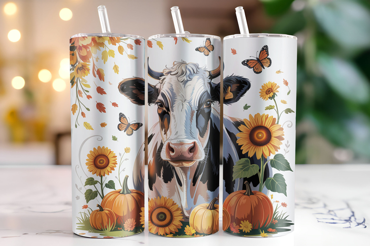 Fall Cow Tumbler Wrap | Sublimation | Tumblers