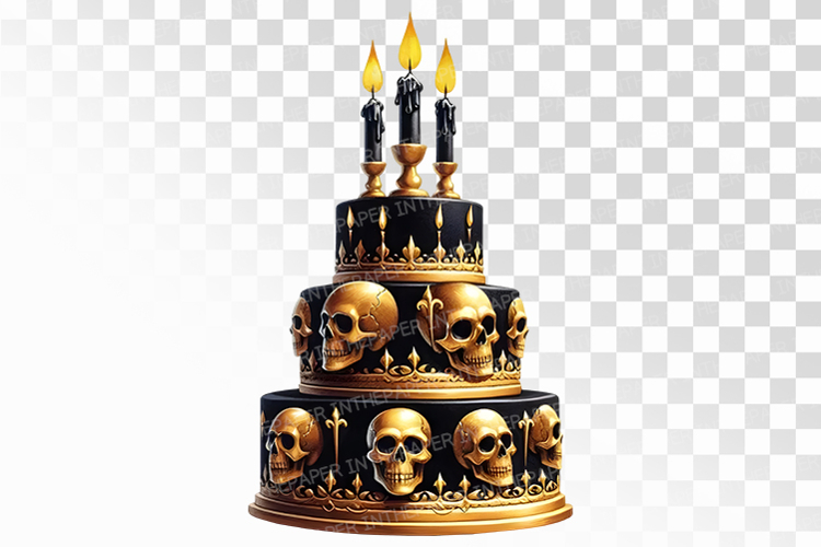 Spooky Three Tier Skull Cake Halloween PNG