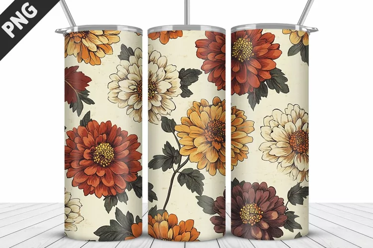 3D Prettiest Flowers Tumbler Wrap | Sublimation Design