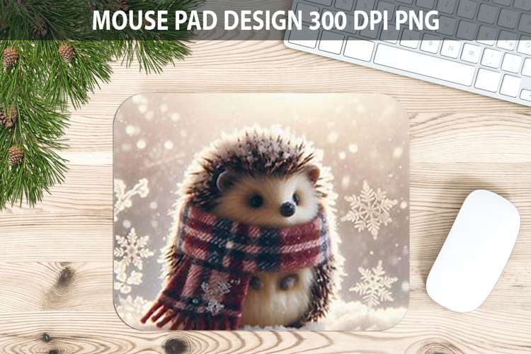 Christmas Hedgehog Pad Sublimation - Animal PNG Design