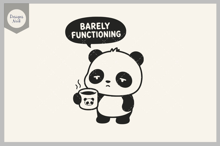 Funny Tired Panda SVG, Exhausted Panda Cut File example image 1