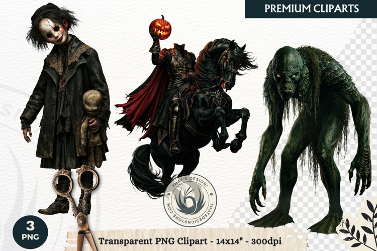 Dark Fantasy Halloween Horror Clipart PNG, Gothic Monster
