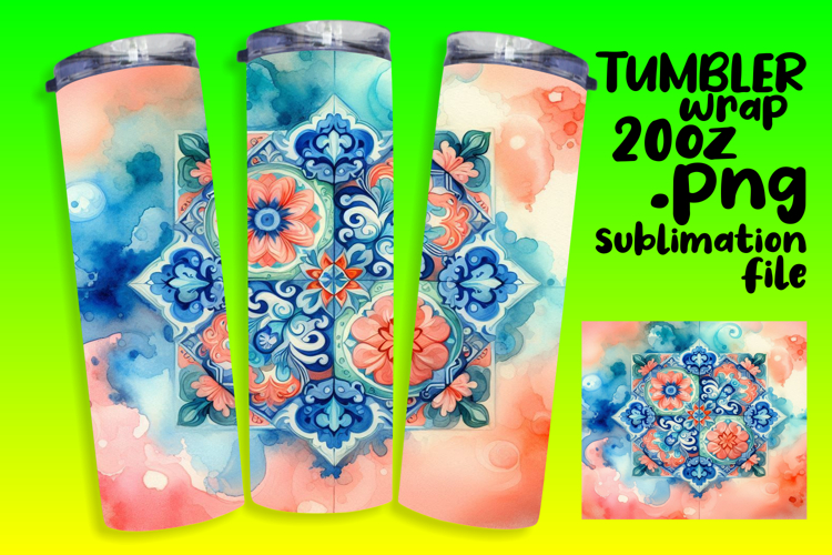 Stylish 20oz Tumbler Design , Watercolor Patter