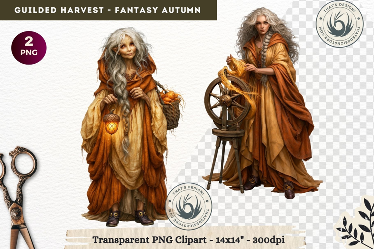 Fantasy Autumn Gilded Harvest PNG Clipart whimsical witch