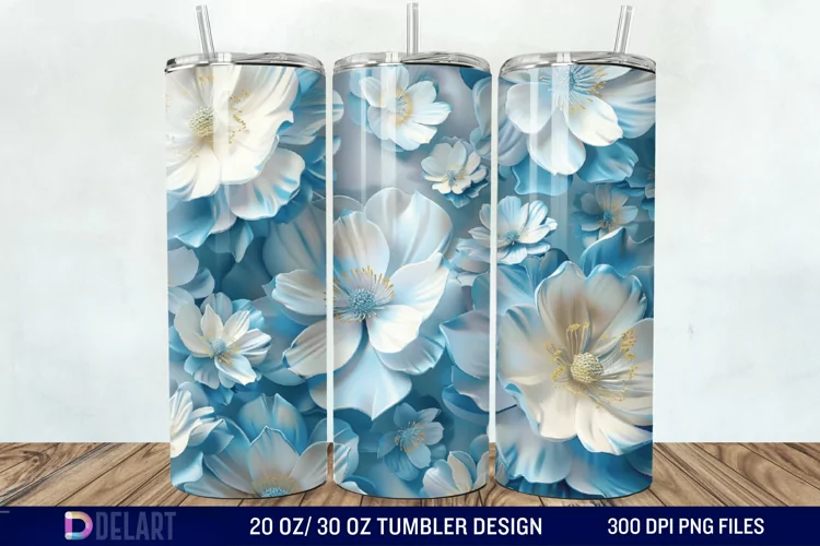 3D Painted Flower Tumbler Wrap