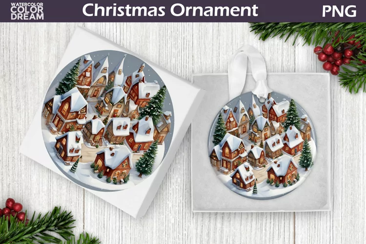 3D Vintage Christmas Village Ornament | Christmas Coaster