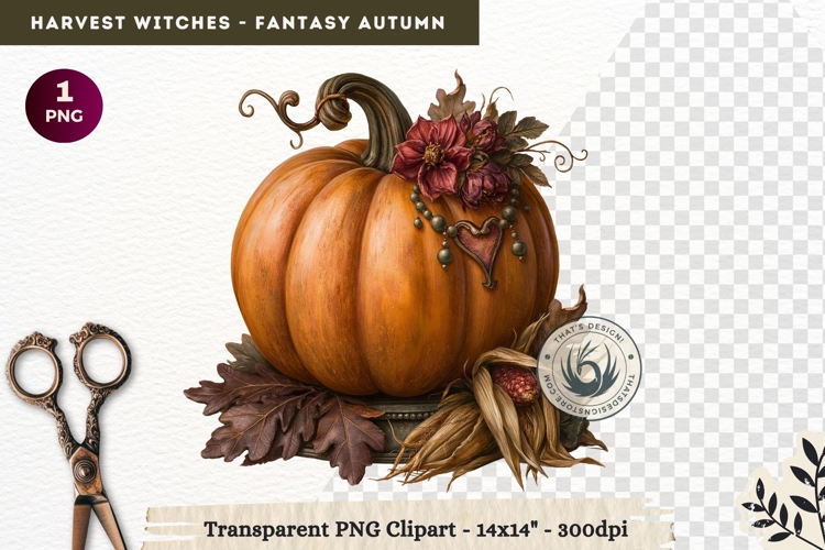 Harvest Witch Clipart Autumn Cottagecore Apothecary PNG RPG