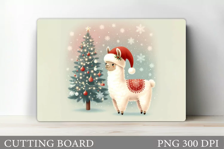 Christmas Lama Cutting Board. Christmas Cutting Board