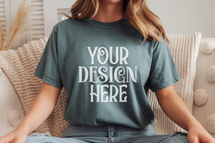 Blue Jean Comfort Colors 1717 T-shirt Mockups,1717 Mockups