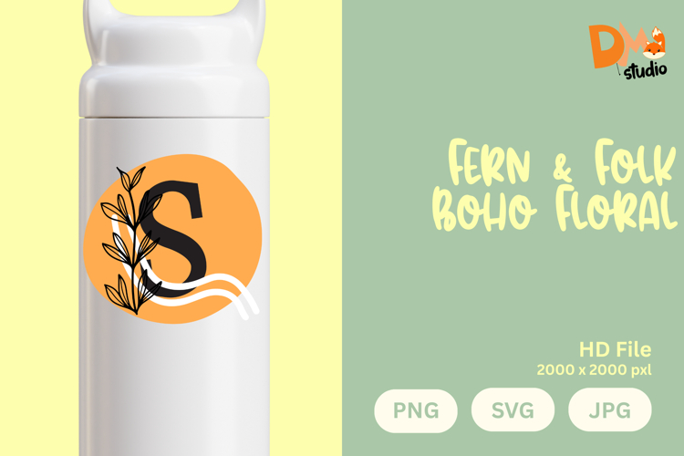 Fern   Folk Boho Floral Monogram