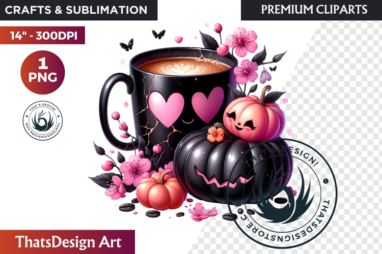Pastel Goth Halloween Drinks - Kawaii Spooky Clipart PNG