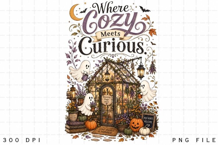 Where Cozy Meets Curious PNG Sublimation Design - Cute Ghost example image 1