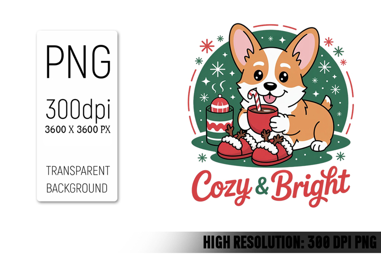 Cute Christmas Dog, Animal Sublimation Clipart PNG