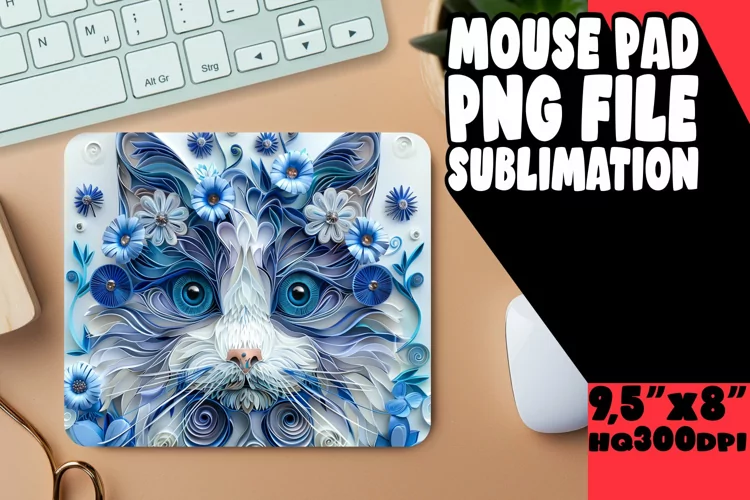 Kitty Kingdom Sublimation Mouse Pad - 3D Cat