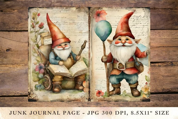 Printable Junk Journal Pages gnome 9