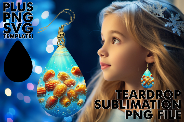 Bright Teardrop Earrings MAGIC PNG, 3D Fruits