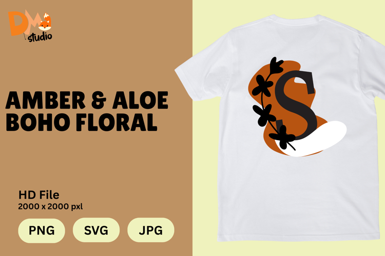 Amber   Aloe Boho Floral Monogram