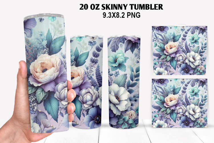 Flowers Skinny Tumbler 20oz Wrap Design, Spring Tumbler Wrap example image 1