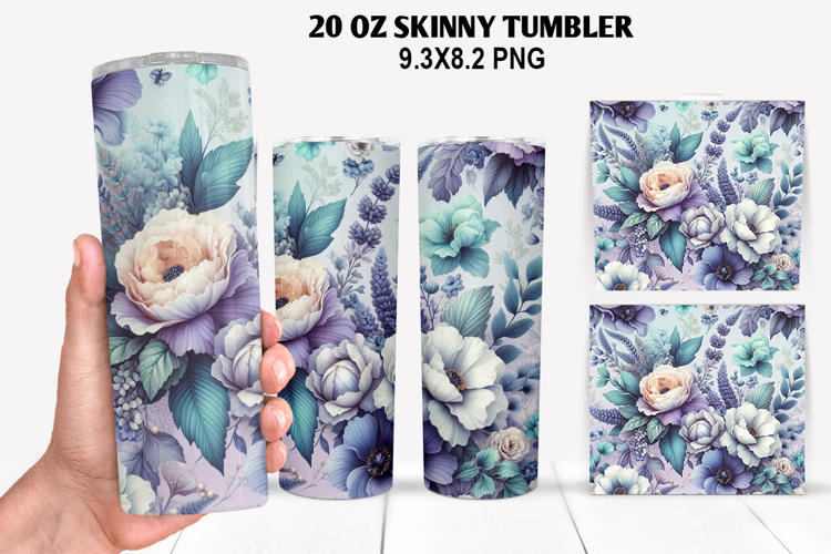 Flowers Skinny Tumbler 20oz Wrap Design, Spring Tumbler Wrap