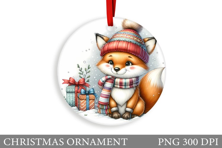 Cute Fox Christmas Ornament. Christmas Ornament Sublimation