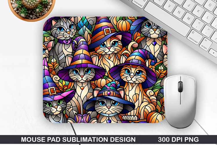 Halloween Cat Mouse Pad Sublimation, Halloween Mouse Pad PNG