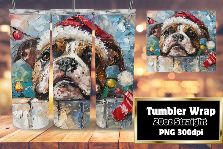 Holiday Tumbler Wrap Design Winter Peeking Dog Sublimation