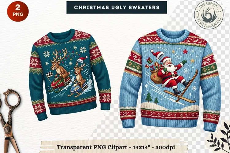 Christmas Ugly Sweaters Clipart Holiday Winter Sweater PNG
