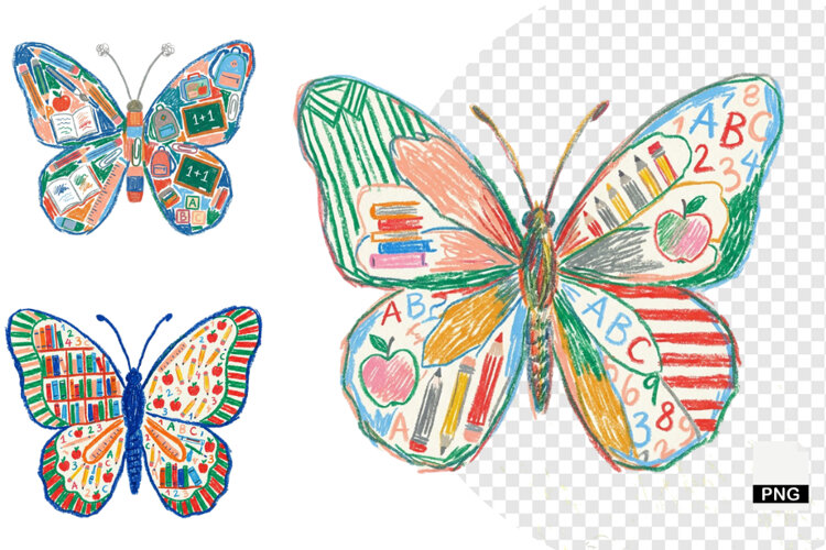 Back To School Butterfly Clipart example image 1
