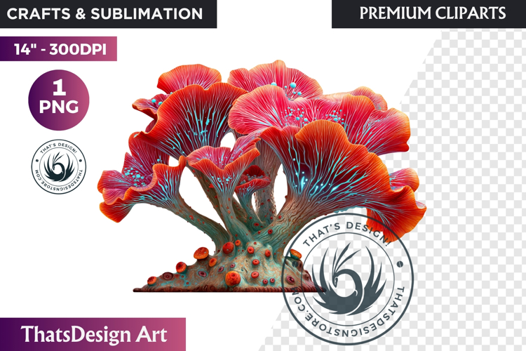 Glowing Fantasy Mushrooms PNG, Magic Mushroom Clipart