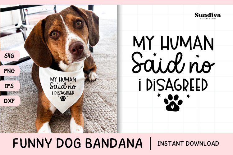 Funny Dog Bandana Quotes SVG | My Human Said No I Disagreed