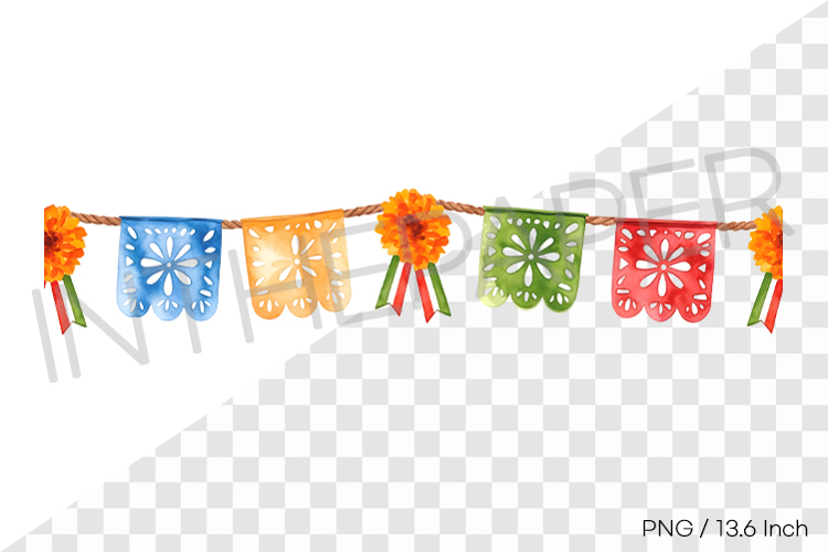Seamless festive papel picado garland strip PNG Clipart