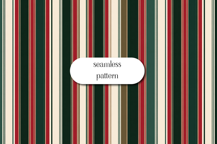Green Red and Cream Seamless Classic Stripe Pattern