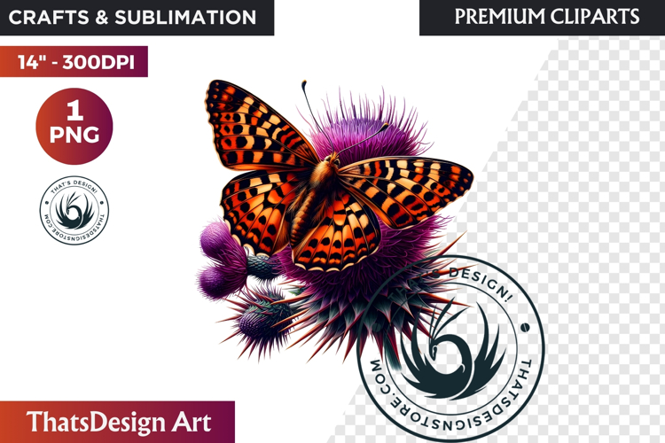 Autumn Butterfly and flower Clipart: Moody Floral PNG
