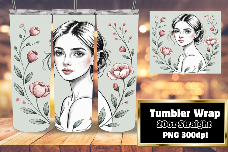 Artistic 20oz Tumbler Design , Beauty Woman