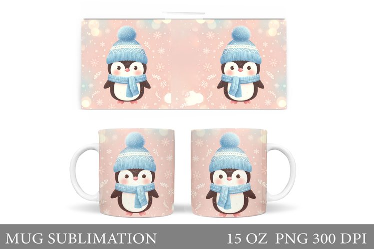 Christmas Penguin Mug Design. Christmas Mug Sublimation example image 1