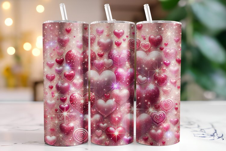 Hearts Valentines Day Tumbler Wrap Sublimation