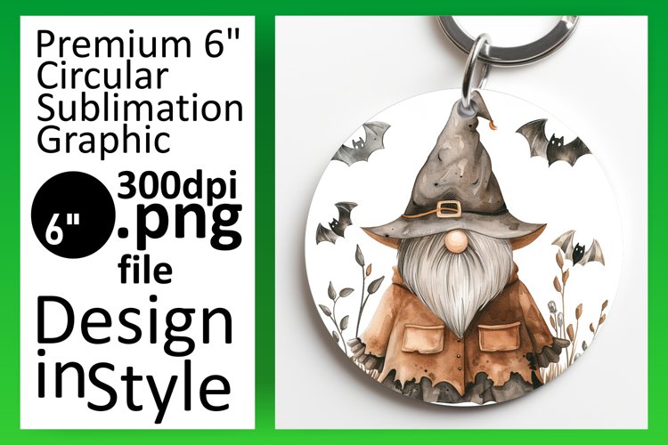 Halloween Magic Gnome Round Design Sublimation Elegance PNG