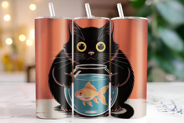 Black Cat Tumbler Wrap | Sublimation | Tumblers